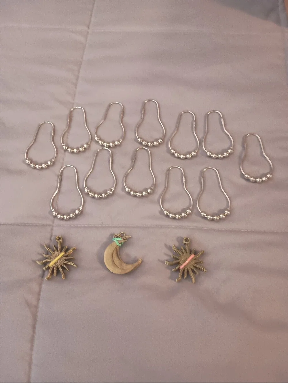 Shower curtain  decorative hooks new just took it out of the box for pictures